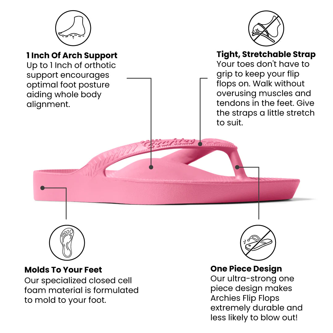 Arch Support Flip Flops - Classic - Hot Pink