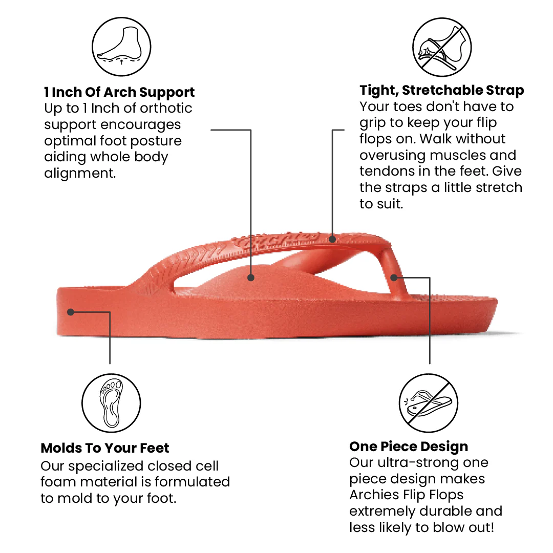 Arch Support Flip Flops - Classic - Coral